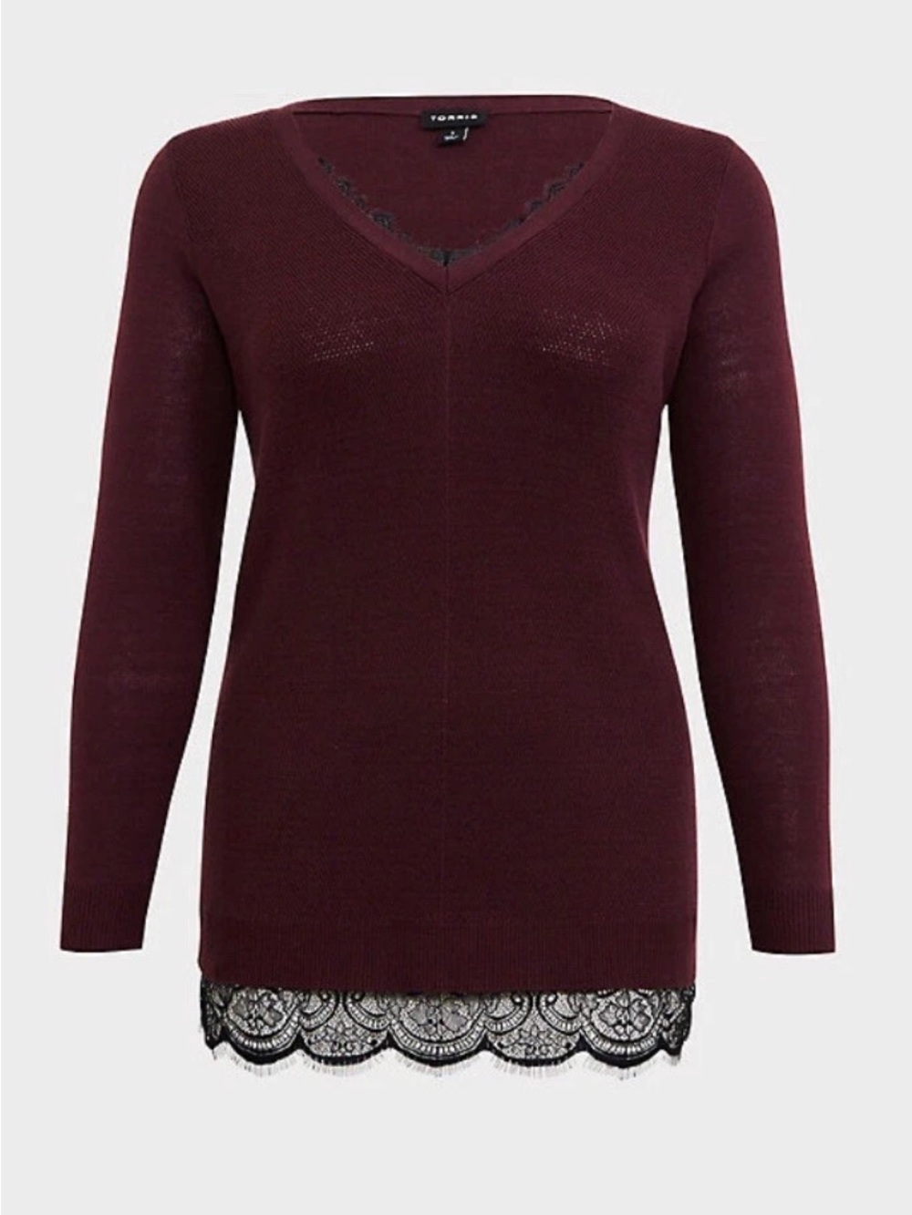 Torrid Plum V-Neck Sweater with Lace Accent Sz 2X 18-20) NWT